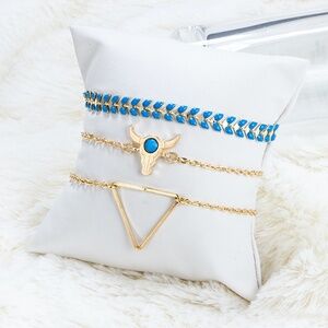 **AZARIAH* 3-Pc Gold x Blue Fashion Bracelet Set